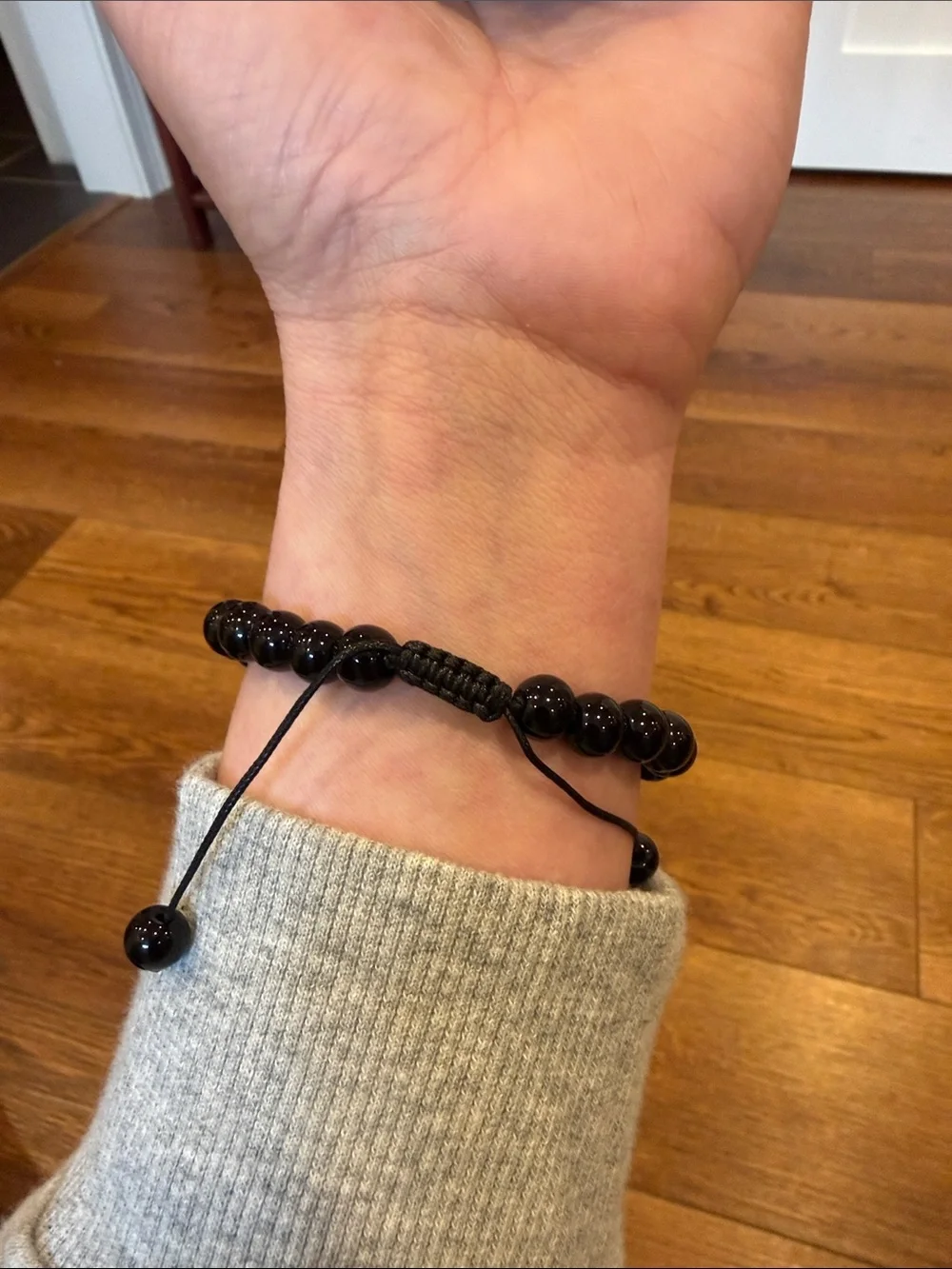 Gemstone Adjustable Bracelet with Accent Bead